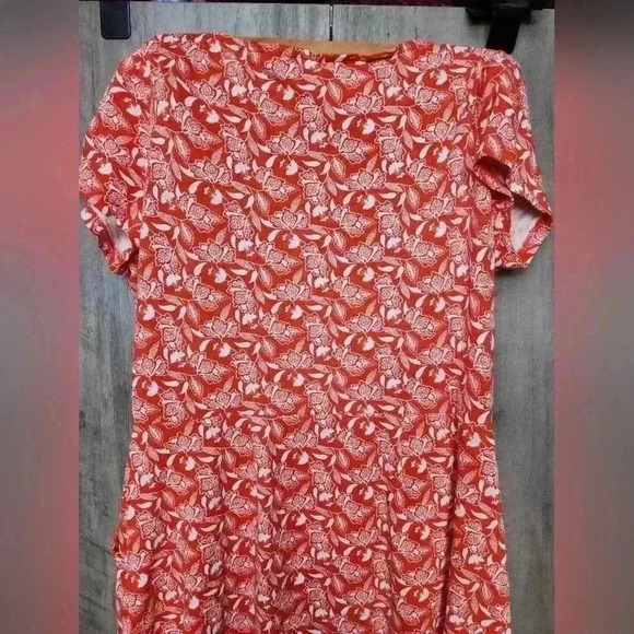 Boden Pheobe Jersey Dress Orange Sunset Jungle Bloom Size 8P Women's - Picture 12 of 13